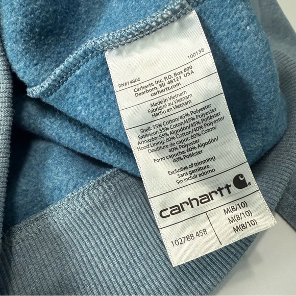 Carhartt Relaxed Fit Hoodie Sweatshirt Women Size 8/10 Full Zip Mid Weight Coral - Picture 7 of 11